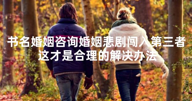 书名婚姻咨询婚姻悲剧闯入第三者 这才是合理的解决